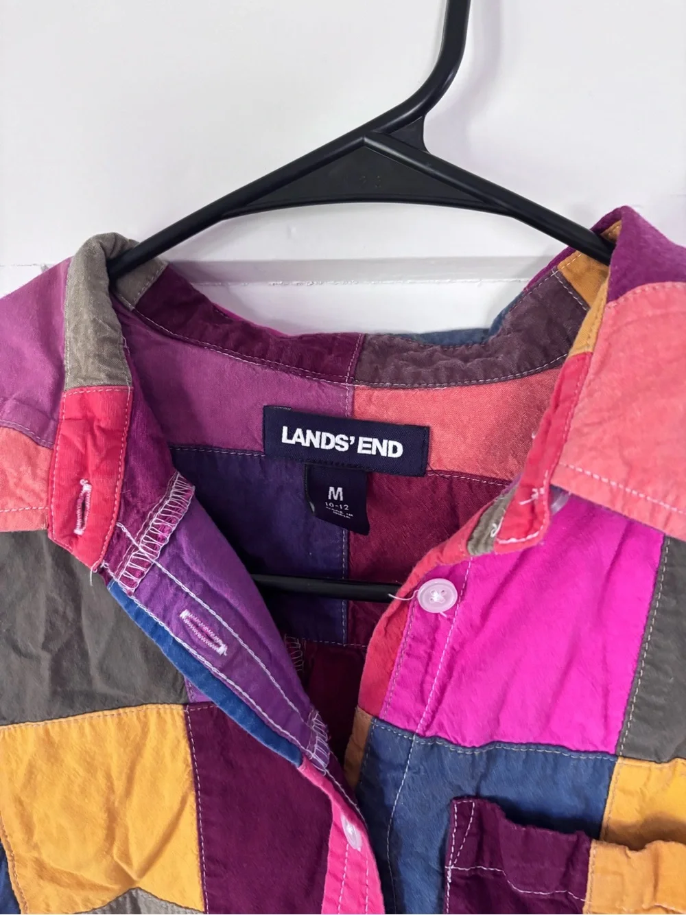 Lands' End Multicolor Patchwork Button-Up Vintage Shirt - Picture 2 of 5